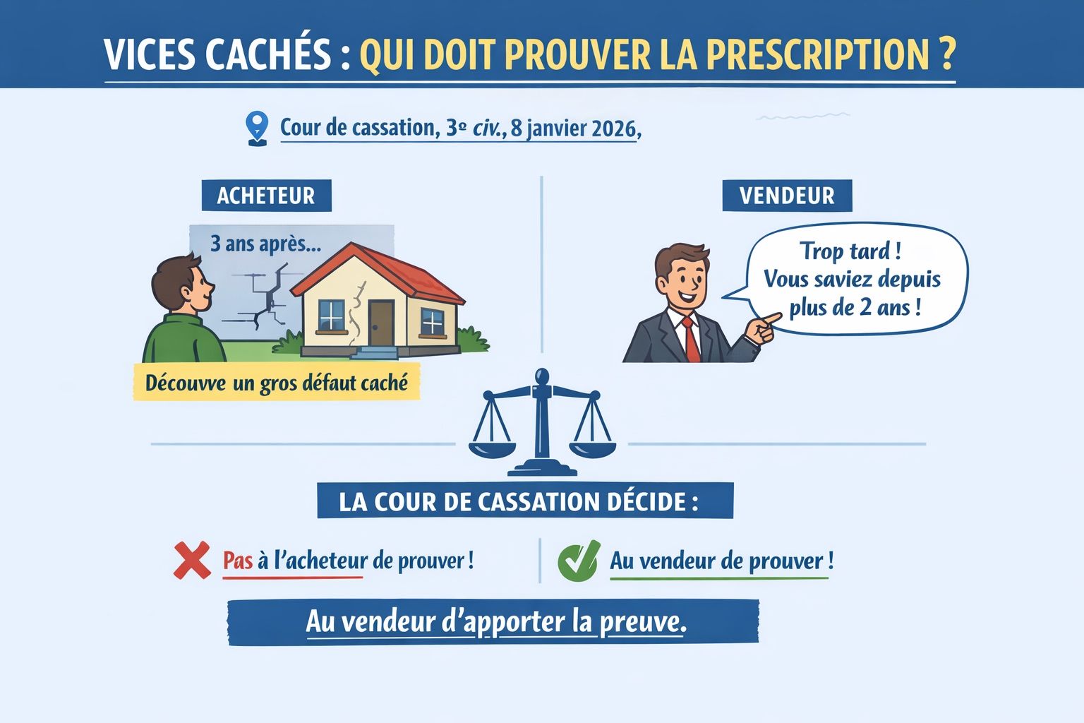 Acheteur et vendeur face à la prescription en matière de vice cachés.