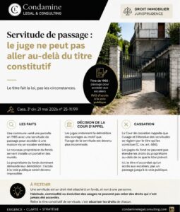 L'image montre un titre sur le haut gauche de l'image puis un portail entre ouvert sur la partie basse de l'image sont exprimé trois bloc avec des textes tels que les faits, la décision de la cour d'appel, cassation puis un encart sur le bas ou est mentionné à retenir